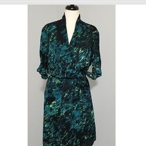 Tahari Watercolor Faux Wrap Dress Sz 10